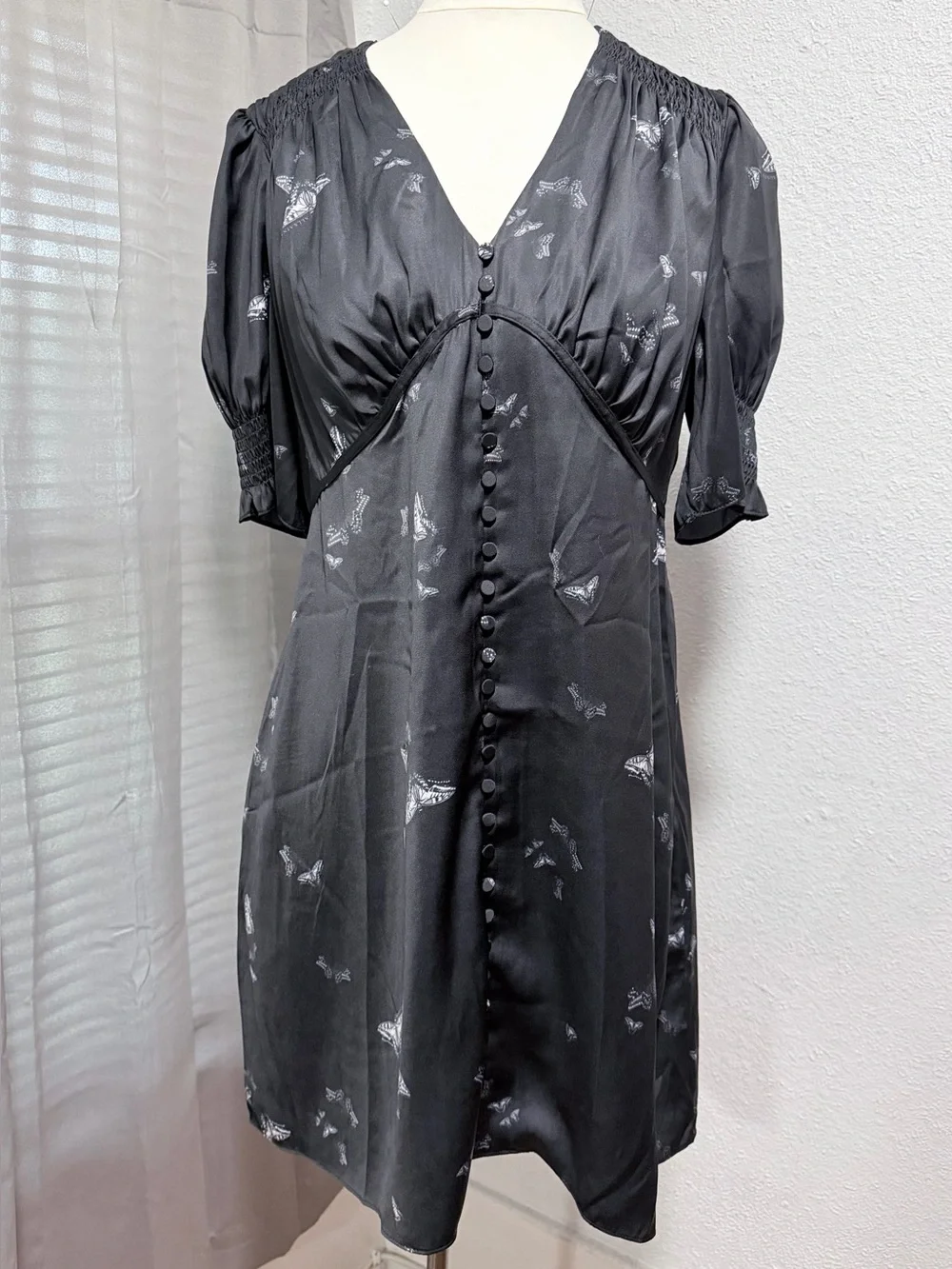 AllSaints | Butterfly Print Satin Mini Dress | US 12 - Picture 4 of 8